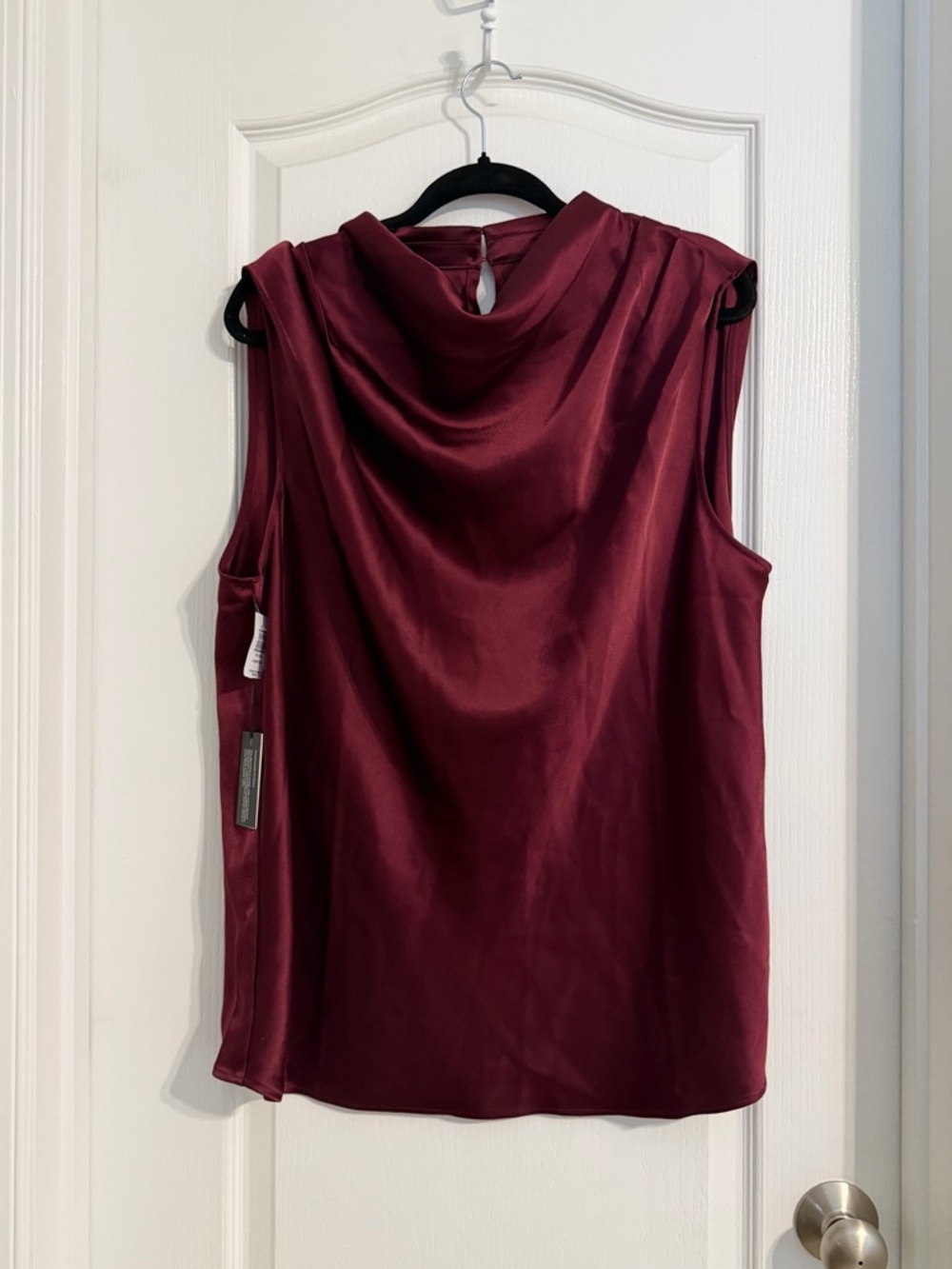 Aritzia Babaton Sleeveless Elegant Satin Cowl Neck Tank Deep Red Sz XL